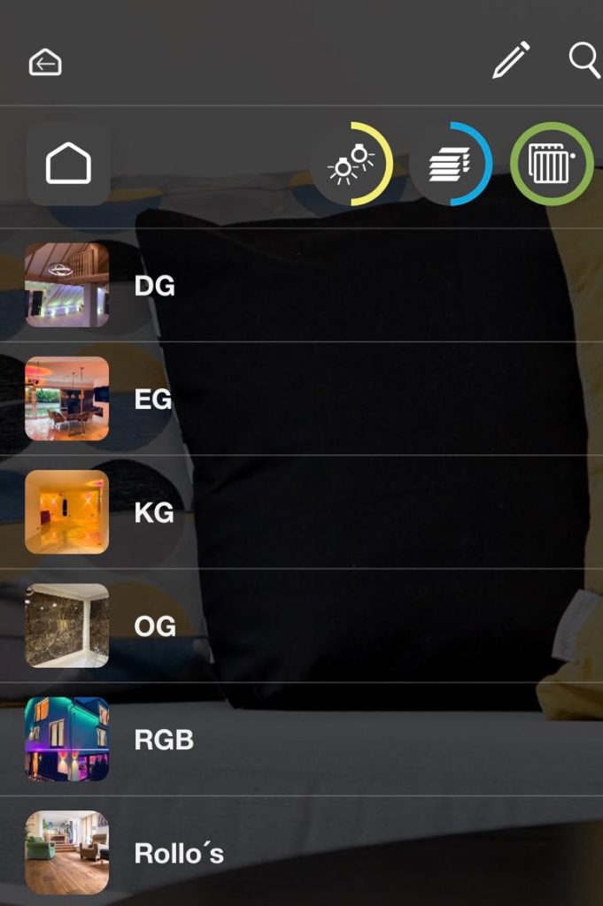 smarthome app raumauswahl
